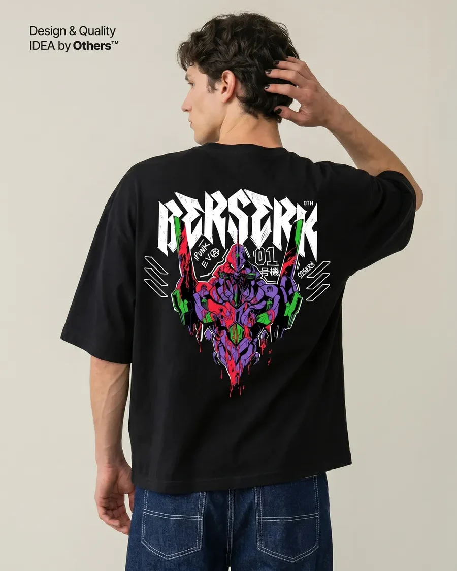 Футболка с принтом оверсайз аниме Evangelion