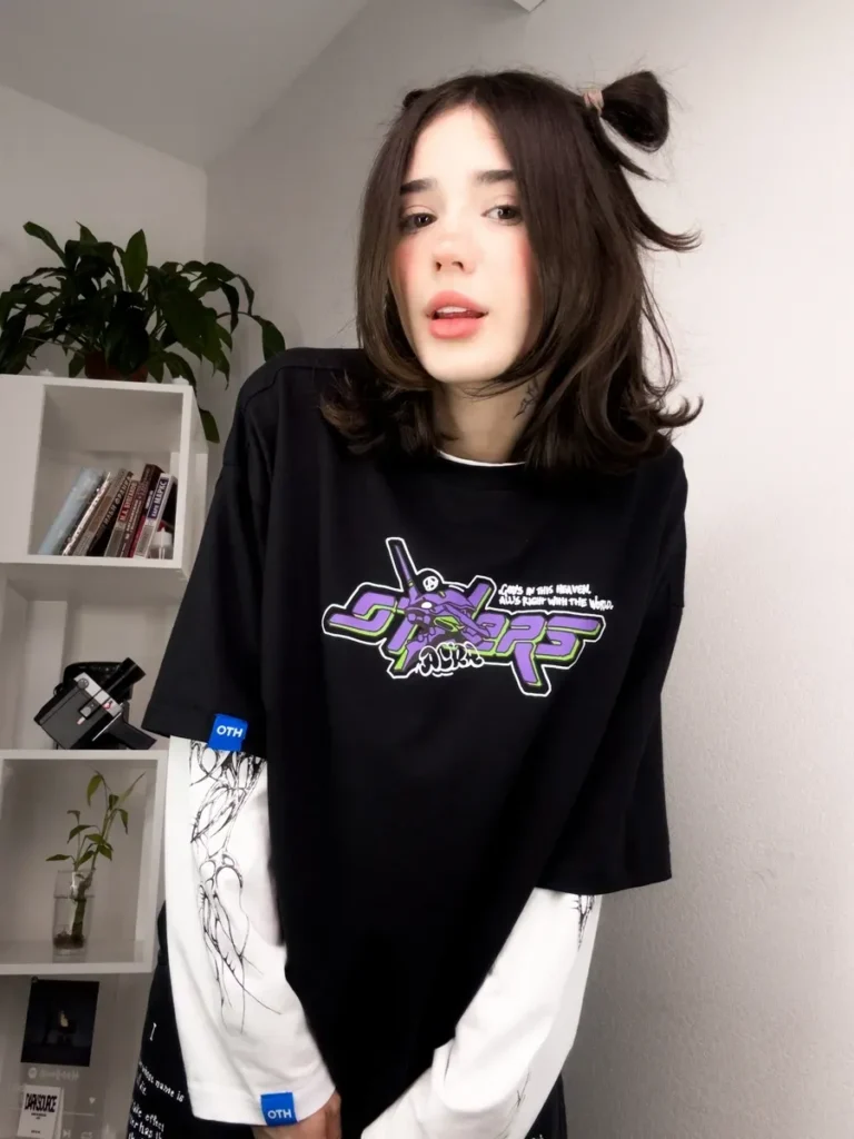 Футболка с принтом оверсайз аниме Evangelion