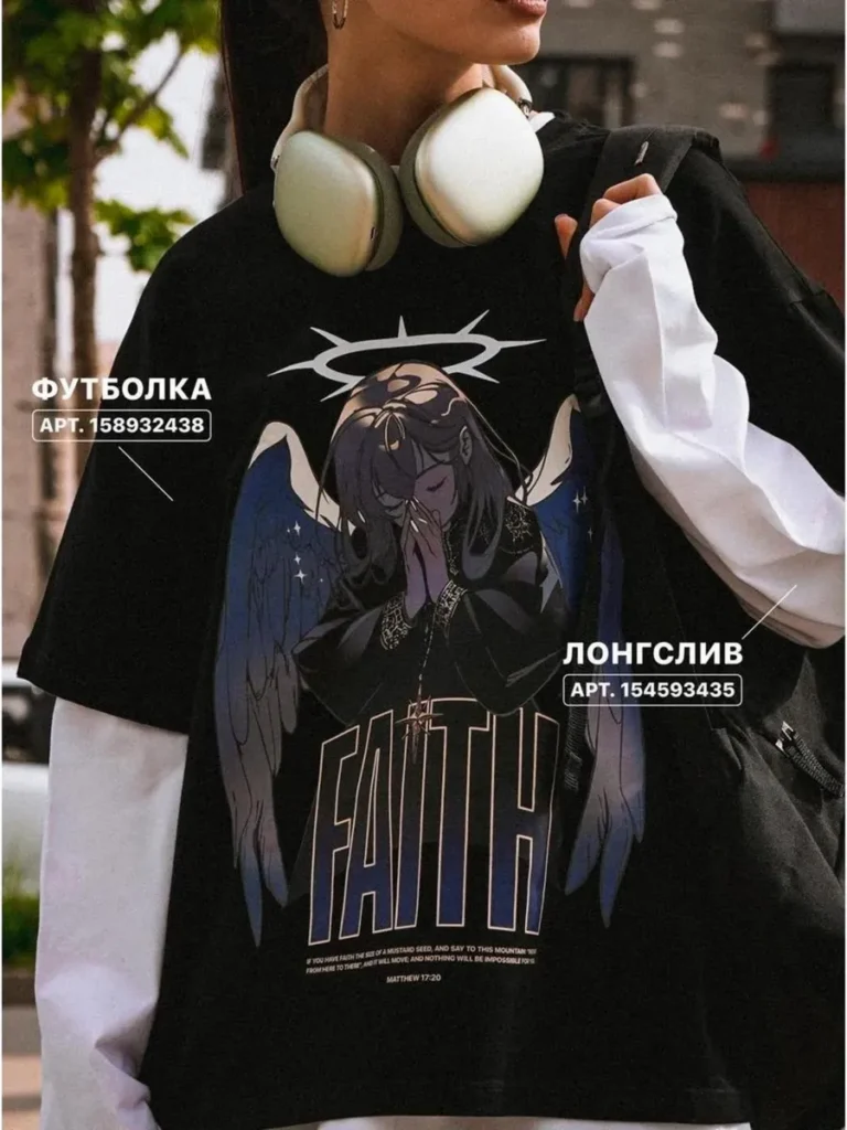 Футболка с принтом оверсайз Ангел