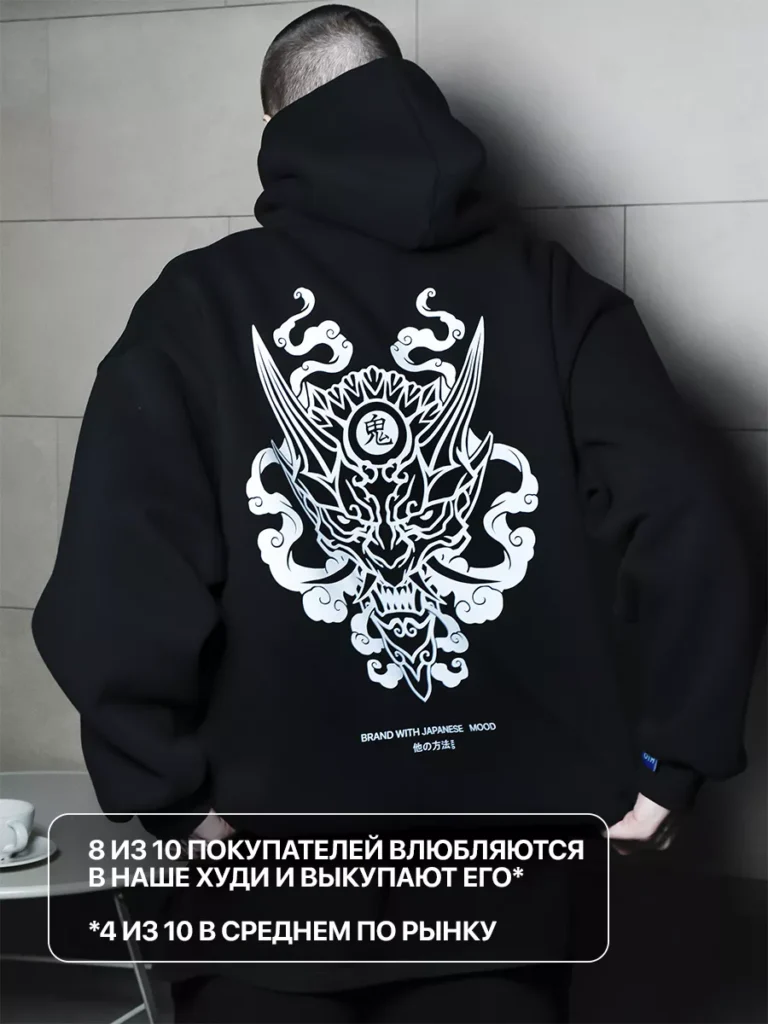 Худи оверсайз с начесом с принтом