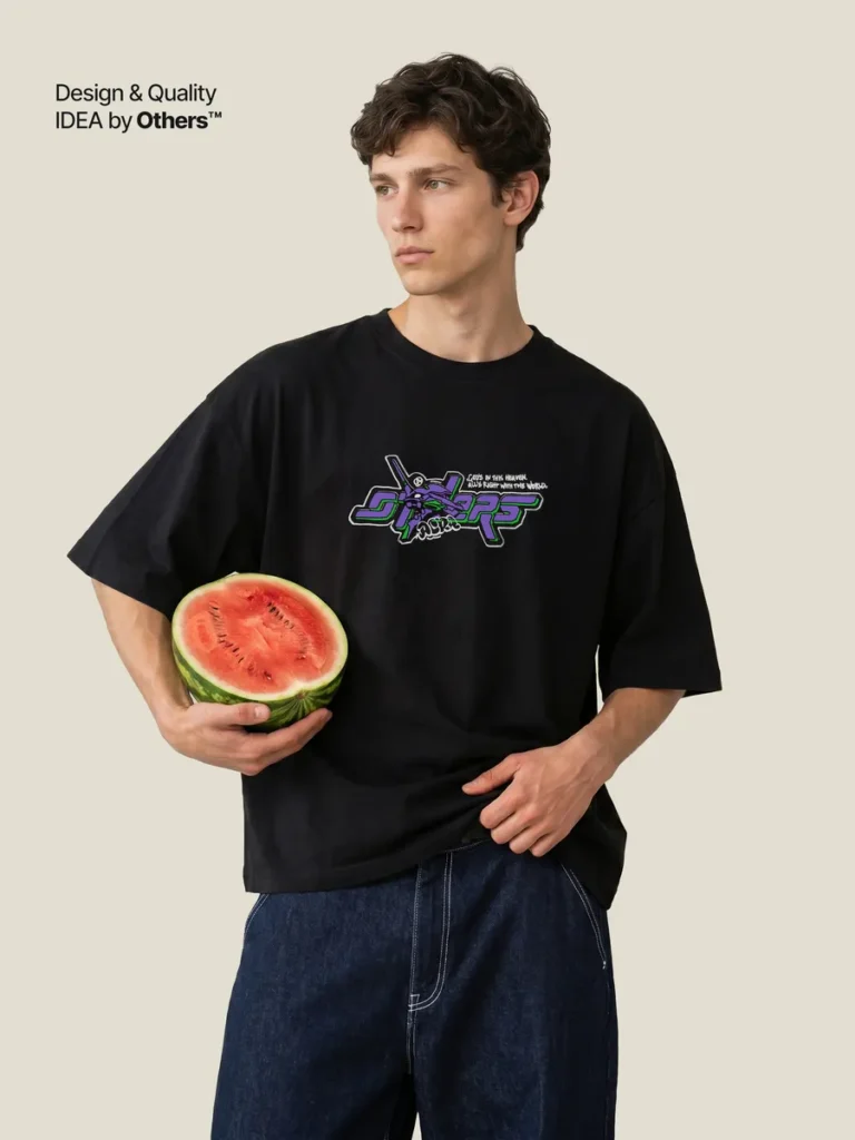 Футболка с принтом оверсайз аниме Evangelion