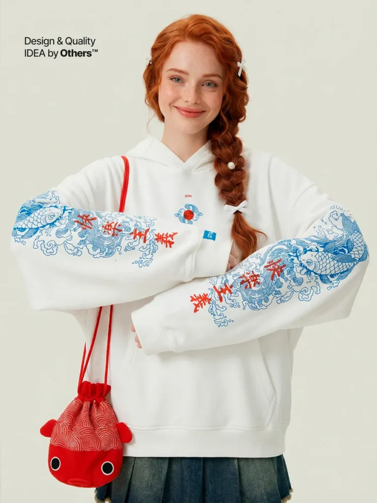 Худи с начесом оверсайз с принтом
