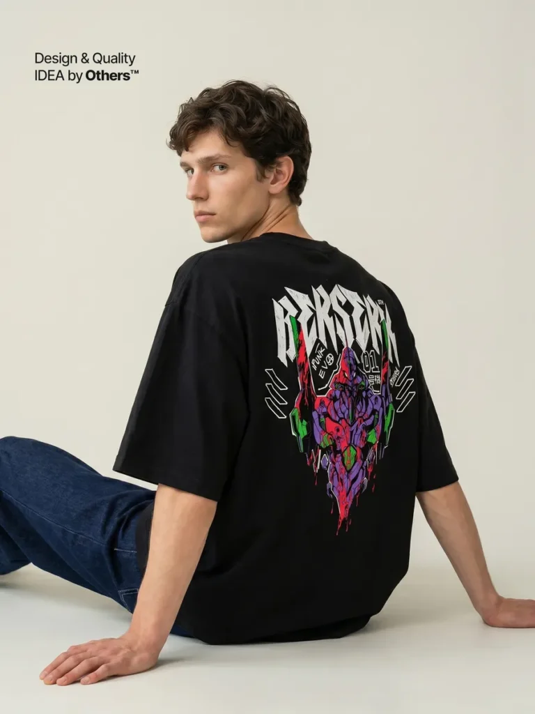Футболка с принтом оверсайз аниме Evangelion